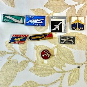 Set/ Lot Of 8 Soviet aviation badges, Aircraft Airplanes mid-20th century USSR